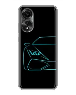 Чохол для OPPO A78 (4G) з картинкою «Блакитний силует Lamborghini» Чохол для OPPO A78 (4G) з картинкою «Блакитний силует Lamborghini»