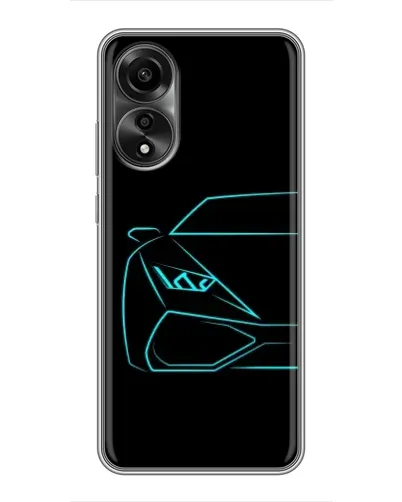 Чехол для OPPO A78 (4G) с картинкой «Голубой силуэт Lamborghini»