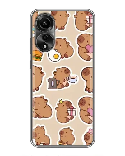 Чехол для OPPO A78 (4G) с картинкой «Капибары паттерн»