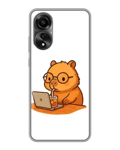 Чехол для OPPO A78 (4G) с картинкой «Капибара с ноутбуком»