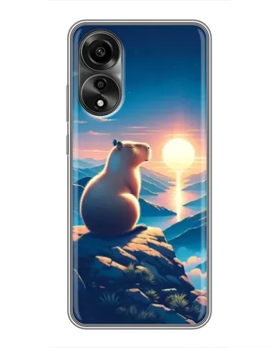 Чехол для OPPO A78 (4G) с картинкой «Закат солнца с капибарой»