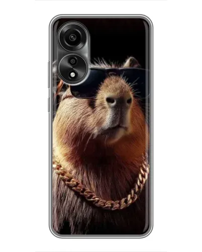 Чехол для OPPO A78 (4G) с картинкой «Капибара золотая цепь»