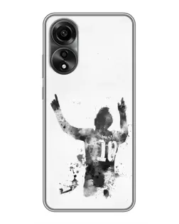 Чехол для OPPO A78 (4G) с картинкой «Черно-белый силуэт Месси» Чехол для OPPO A78 (4G) с картинкой «Черно-белый силуэт Месси»