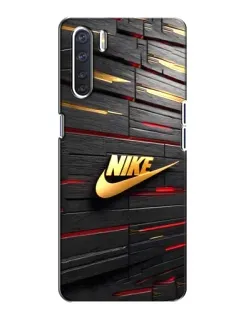 Чохол для OPPO A91 з картинкою «Золотий Nike на металі»