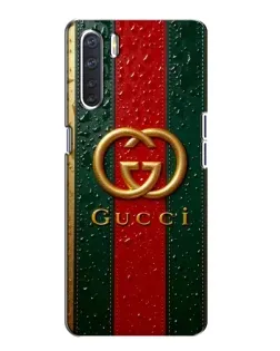 Чохол для OPPO A91 з картинкою «Gucci — фірмова смуга та золото» Чохол для OPPO A91 з картинкою «Gucci — фірмова смуга та золото»