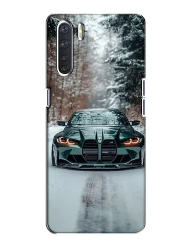 Чохол для OPPO A91 з картинкою «BMW у зимовому лісі»