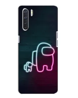 Чехол для OPPO A91 с картинкой «Among Us неон-арт»