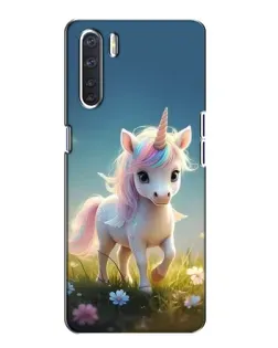 Чехол для OPPO A91 с картинкой «Единорог на поляне»
