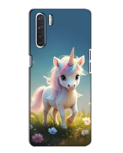 Чехол для OPPO A91 с картинкой «Единорог на поляне»
