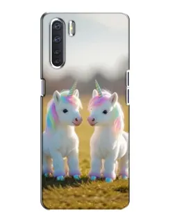 Чехол для OPPO A91 с картинкой «Пара единорогов»
