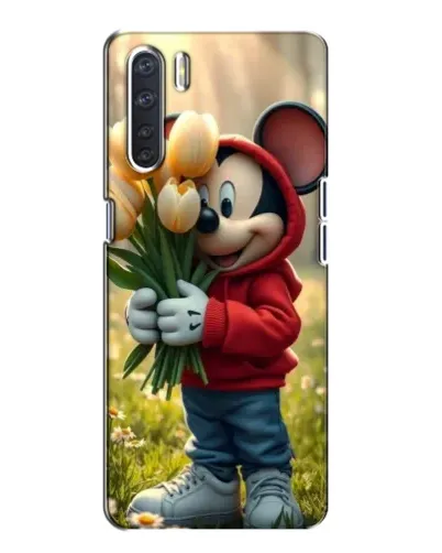 Чехол для OPPO A91 с картинкой «Микки с тюльпанами»