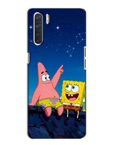 Чохол для OPPO A91 з картинкою «Губка Боб та Патрік вночі»