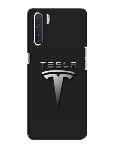 Чохол для OPPO A91 з картинкою «Сталевий логотип Tesla»