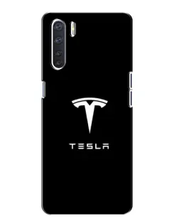 Чохол для OPPO A91 з картинкою «Tesla White Logo»