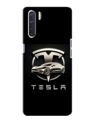Чохол для OPPO A91 з картинкою «Tesla — срібне авто»