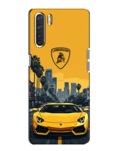 Чохол для OPPO A91 з картинкою «Жовтий Lamborghini місто»