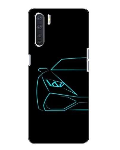 Чохол для OPPO A91 з картинкою «Блакитний силует Lamborghini»