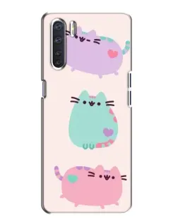 Чохол для OPPO A91 з картинкою «Pusheen тріо»