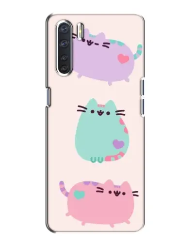 Чохол для OPPO A91 з картинкою «Pusheen тріо»