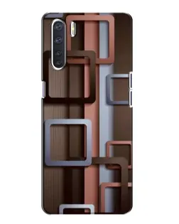 Чохол для OPPO A91 з картинкою «Коричневі об'ємні квадрати»