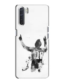 Чохол для OPPO A91 з картинкою «Чорно-білий силует Мессі»