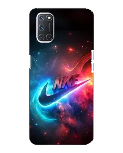 Чехол для OPPO A92 с картинкой «Огненный логотип Nike»