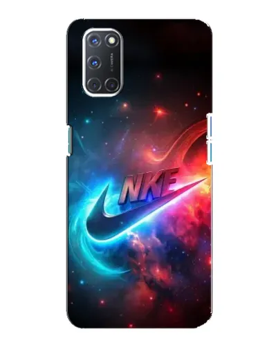 Чехол для OPPO A92 с картинкой «Огненный логотип Nike»