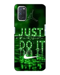 Чехол для OPPO A92 с картинкой «Зеленый неоновый Nike»