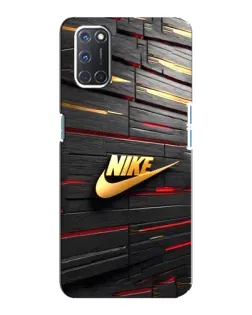 Чехол для OPPO A92 с картинкой «Золотой Nike на металле»