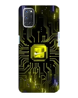 Чехол для OPPO A92 с картинкой «Nike — золотая искра»