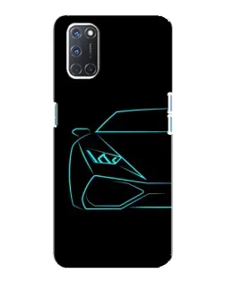 Чехол для OPPO A92 с картинкой «Голубой силуэт Lamborghini»