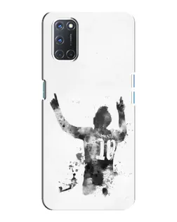 Чохол для OPPO A92 з картинкою «Чорно-білий силует Мессі»