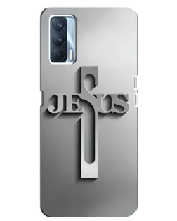 Чехол для OPPO A92s с картинкой «Металлический крест Jesus»