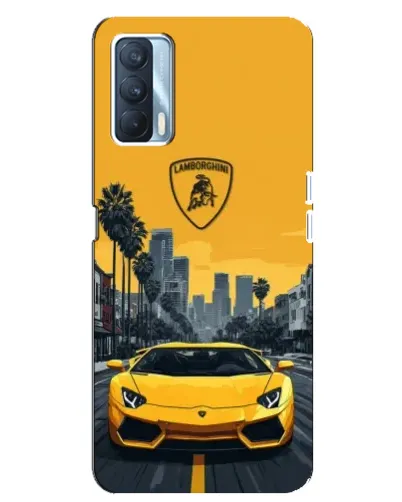 Чохол для OPPO A92s з картинкою «Жовтий Lamborghini місто»