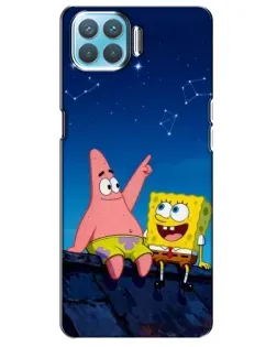 Чехол для OPPO A93 с картинкой «Губка Боб и Патрик ночью»