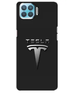 Чохол для OPPO A93 з картинкою «Сталевий логотип Tesla»