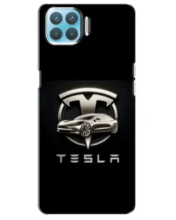 Чохол для OPPO A93 з картинкою «Tesla — срібне авто»