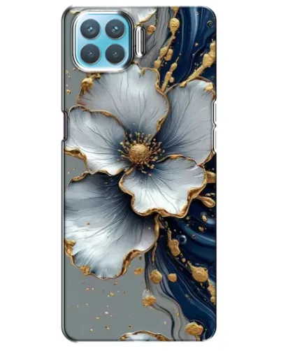 Чехол для OPPO A93 с картинкой «Белый цветок и золотой флюид» Чехол для OPPO A93 с картинкой «Белый цветок и золотой флюид»