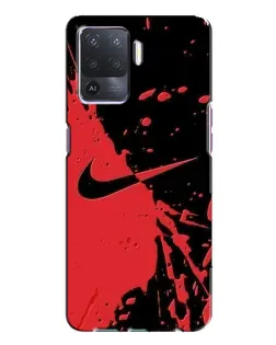 Чехол для OPPO A94 с картинкой «Красные брызги Nike»