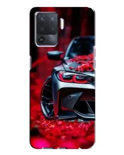 Чехол для OPPO A94 с картинкой «Спортивная BMW и цветы»