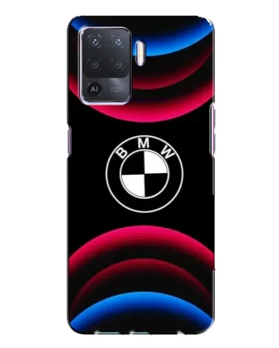 Чехол для OPPO A94 с картинкой «Логотип BMW и неоновые дуги»