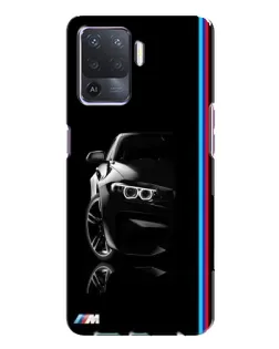 Чехол для OPPO A94 с картинкой «Силуэт BMW в темноте»
