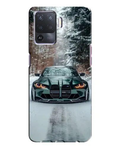 Чехол для OPPO A94 с картинкой «BMW в зимнем лесу»