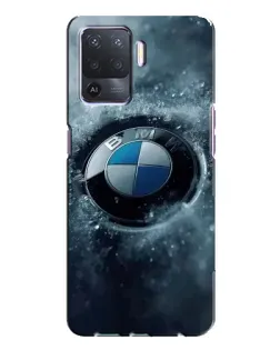 Чехол для OPPO A94 с картинкой «Логотип BMW — лед»