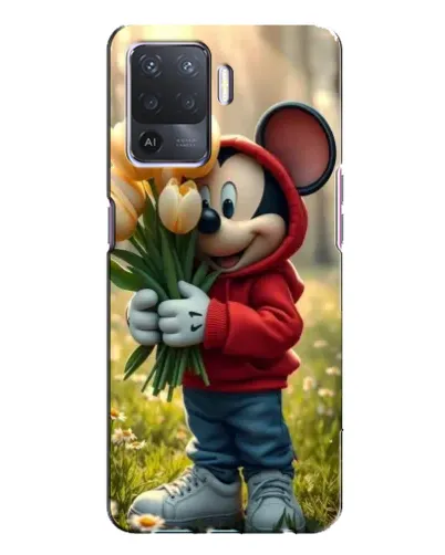 Чехол для OPPO A94 с картинкой «Микки с тюльпанами»