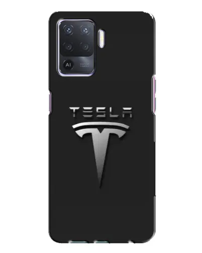 Чохол для OPPO A94 з картинкою «Сталевий логотип Tesla»