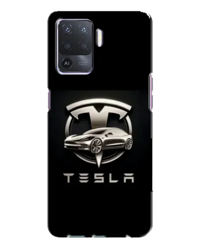 Чохол для OPPO A94 з картинкою «Tesla — срібне авто»