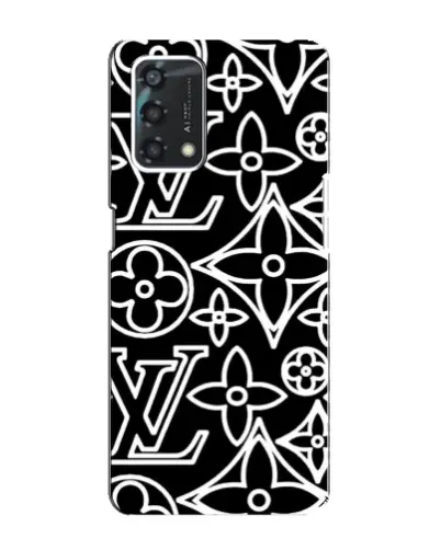 Чехол для OPPO A95 с картинкой «Черно-белый узор LV»