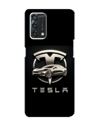 Чохол для OPPO A95 з картинкою «Tesla — срібне авто»