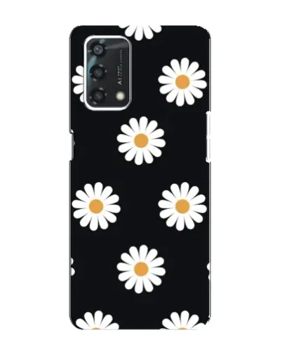 Чехол для OPPO A95 с картинкой «Ромашки на черном»